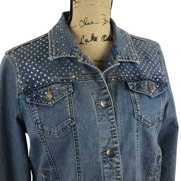 Denim Jacket With Rhinestone Studded Yoke H&J Womens Medium - Picture 5 of 11